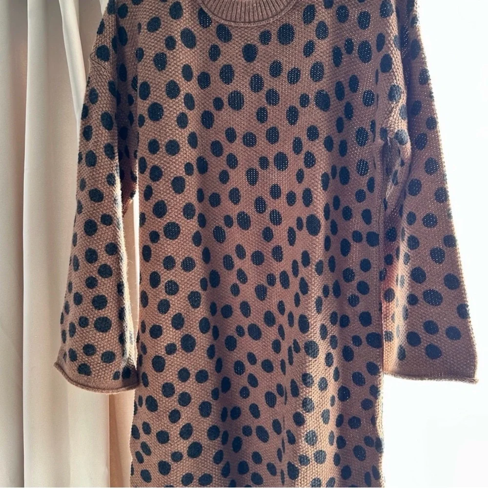 Madewell Brown and Black Polka Dot Sweater Dress